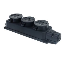 Трехместная розетка с заглушками каучук TDM 2Р+РЕ 16А 250В IP44 SQ0612-0008 