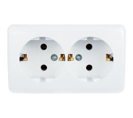 Двойная розетка Lezard VIOLA, с заземлением, закрытый корпус, керамика, белый 751-0200-127 