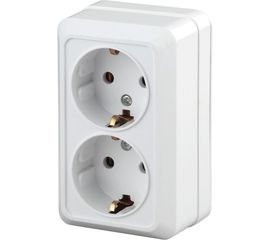Розетка Intro 220401 2х2PE Schuko,16А, 250В, IP20, ОУ, Quadro, белый Б0027655 