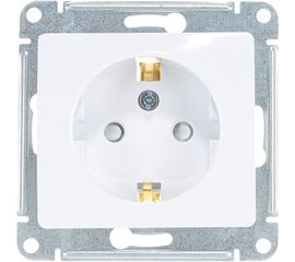 Механизм розетки Schneider Electric 1-м СП Glossa 16А защитные шторки, с заземлением, белый GSL000145 