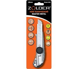 Нож ZOLDER Master Metal с сегментированным лезвием, 18 мм, 1 лезвие, слайдер 638 