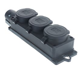 Однофазная 3-х местная колодка с заглушками, каучук UNIVersal 1323 