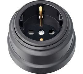 Розетка Bylectrica РА16-0202 1-местная с заз. контакт. 16А ОУ, серия РЕТРО, черный 