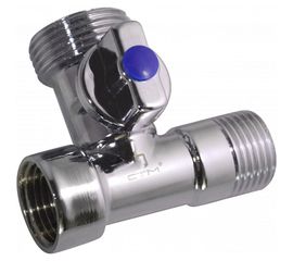 Шаровой кран для бытовых приборов СТМ 1/2х3/4х1/2", г/ш/ш, флажок, хром CA3H1234 
