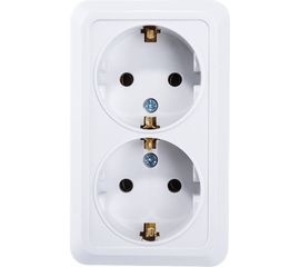 Двойная розетка IN HOME с заземлением BOLLETO белая накладная 7128 4680005959839 