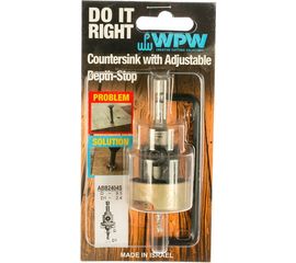 Зенковка оправка коническая со сверлом (2.4 мм, хвостовик HEX1/4) с ограничителем WPW ABB2404S 