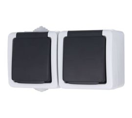 Двойная розетка LK Studio с з/к IP54 16А/250V серый LK AQUA 80008 