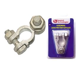 Клемма для аккумулятора General Technologies "-" Тип EURO под болт с гайкой /латунь/ GT-M060002N 