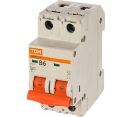 Автоматический выключатель ВА47-29 (2Р; 6 А; 4.5 кА; В) TDM SQ0206-0022 