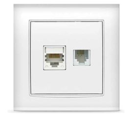 Комбинированная розетка UNIVersal Бриллиант компьютерная+TF белая 7947618 