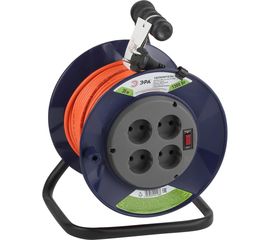 Силовой удлинитель ЭРА RPx4s2x0.75-30m на пластиковой катушке, без заземления, 4 гнезда, 30м, ПВС 2х0.75 Б0043048 