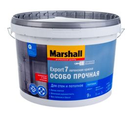Краска MARSHALL EXPORT 7 матовая для внутренних работ, моющаяся, Баз BW 9л 5248848 