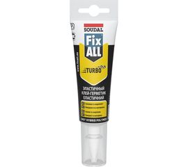 Гибридный клей-герметик SOUDAL Фикс Алл ТУРБО, супербыстрый, белый, 125мл 134139 