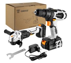 Набор инструмента DEKO: аккумуляторная дрель-шуруповерт DKCD20 + аккумуляторная угловая шлифмашина DKAG20-125 063-4204 