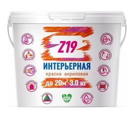 Акриловая краска Z19 ИНТЕРЬЕРНАЯ для стен и потолков, супербелая, 3.0 кг 60222 