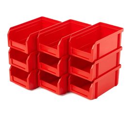 Пластиковый ящик СТЕЛЛА-ТЕХНИК упаковка - 180х310х140 мм, комплект 9 штук, V-1-К9-красный 