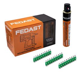 Усиленные гвозди для монтажного пистолета Fedast 3.0х38 мм в комплекте с газовым баллоном 165 мм fd3038egfc 