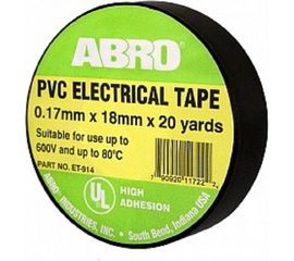 Термостойкая изолента ABRO черная 80С 18,2 м ET-914-BLK-RW 