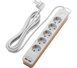 Удлинитель с заземлением duwi с выкл. Supraguard, 5 розеток, 3 м, 3680 Вт, 16А, 3x1,5мм2, 2 USB 32070 8 