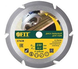 Диск пильный (230 мм; 22.2 мм) по дереву FIT мм 37638 