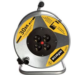 Силовой удлинитель Inforce К4-Е-30 на металлической катушке КГ 3x1.5 30м 16А, 4 розетки с з/к 44130 