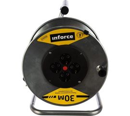 Силовой удлинитель на металлической катушке Inforce К4-Е-30 30 м 4 розетки с з/к 40130 