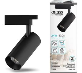Трековый светильник GAUSS цилиндр 24W 1830lm 4000K 180-220V IP20 65х206мм черный LED 1/40 TR086 