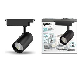 Трековый светильник GAUSS цилиндр 42W 3650lm 4000K 180-240V IP20 90х240мм черный LED 1/20 TR074 