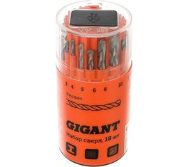 Набор сверл по металлу, кирпичу, дереву (18 шт; 3-10 мм) Gigant G-11120 