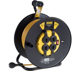 Силовой удлинитель на катушке Inforce 4 гнезда, с/з ПВС 3х1,5 16A 50м IP44 09-15-06 