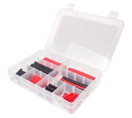 Набор термоусадочных влагозащитных трубок 6 типоразмеров, длина 38-76мм в боксе 100шт JTC-5919 