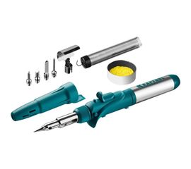 Набор, паяльник газовый, 3в1, пьезоподжиг, 5 насадок, припой 1300С KRAFTOOL "PRO" 55503-H10 
