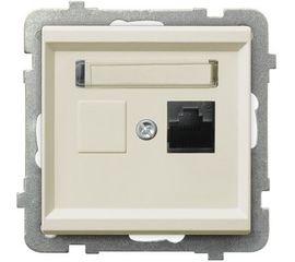 Компьютерная розетка Ospel Sonata 1-я, категория 5e, RJ-45, без рамки, бежевый GPK-1R/K/m/27 