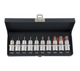 Набор насадок торцевых с вставками-битами TORX (10 шт; 1/2" DR; Т20-Т70) KRAFT KT 700688 