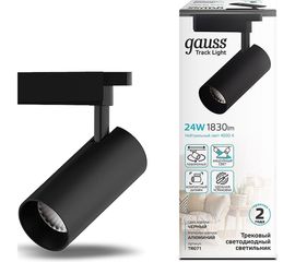 Трековый светильник GAUSS цилиндр 24W 1830lm 4000K 180-240V IP20 65х210мм черный LED 1/40 TR071 