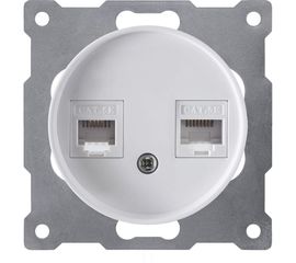 Двойная компьютерная розетка OneKeyElectro RJ45 категория 5e, цвет белый (уп.10 шт) 1E20901300 