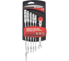 Набор комбинированных трещоточных шарнирных ключей MATRIX 6шт 14897 