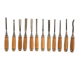 Набор фигурных стамесок STAYER PROFI с деревянной ручкой, 12шт 1835-H12_z01 