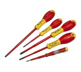 Набор отверток электрика с зауженным стержнем 3.5х75, 5.5х150; Ph1х100, Ph2х125; эл.пробник 250В Eu, 5шт Stanley Fatmax XTHT0-62692 