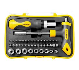 Набор: реверсивная отвертка, Т-образная отвертка-битодержатель, адаптер для торцевых головок, 43шт STAYER MASTER ТECHNO 25084-H43 