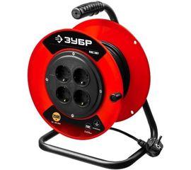 Удлинитель на катушке ЗУБР ПВС 307, 50 м, 2500 Вт, 4 гнезда, ПВС 3х0,75 кв мм, 55083-50 