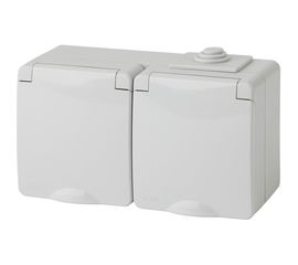 Горизонтальная розетка ЭРА 11260403 2x2PE IP65, шторки, 16A250В, ОУ, серый 5/ Б0035992 