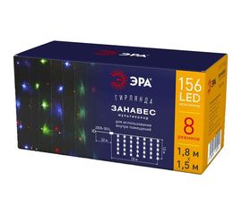 Гирлянда ЭРА ENIZ01M Дождь, занавес, 1.8 м*1.5 м, 8 режимов, мультиколор Б0041900 