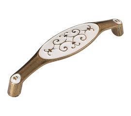 Ручка скоба ОФК комплект и�� 10 штук, 1150-128 старая бронза+белый Tr-00001026 