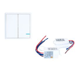 Беспроводной выключатель GRITT Practic 2 клавиши, белый комплект 1 выключатель, 2 радиореле, 220В, 1000Вт 11102 