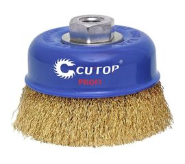 Щетка чашка (100 мм; М14; латунированная витая проволока 0.3 мм) для УШМ CUTOP 82-518 