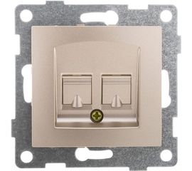 Механизм компьютерной и телефонной розетки GUSI ELECTRIC Bravo RJ45, RJ12, СУ, шампань С10КТ-027 