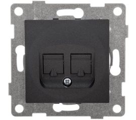 Механизм компьютерной и телефонной розетки GUSI ELECTRIC Bravo RJ45, RJ12, СУ, графит С10КТ-010 