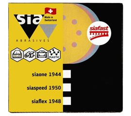 Круг шлифовальный на липучке siaflex 1948 (50 шт; 125 мм; 8 отверстий; P60) sia Abrasives sf50-125-8-060 