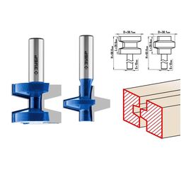 Набор фрез пазо-шиповых (2 шт; хвостовик 12 мм) Зубр 28731-38.1-H2 